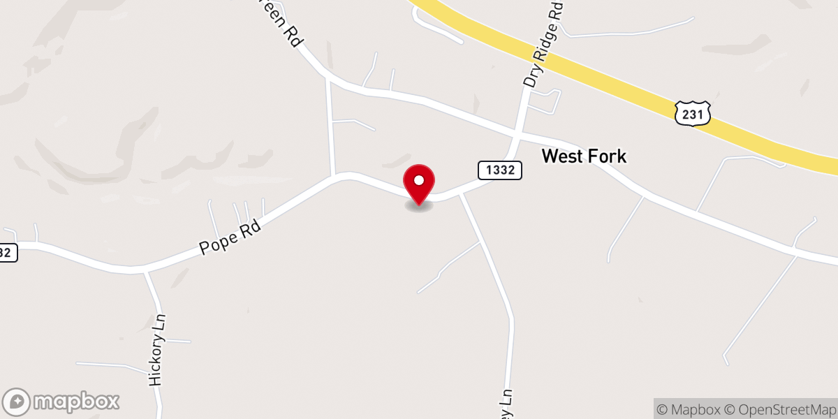 Map showing location of Trammel Fork Church