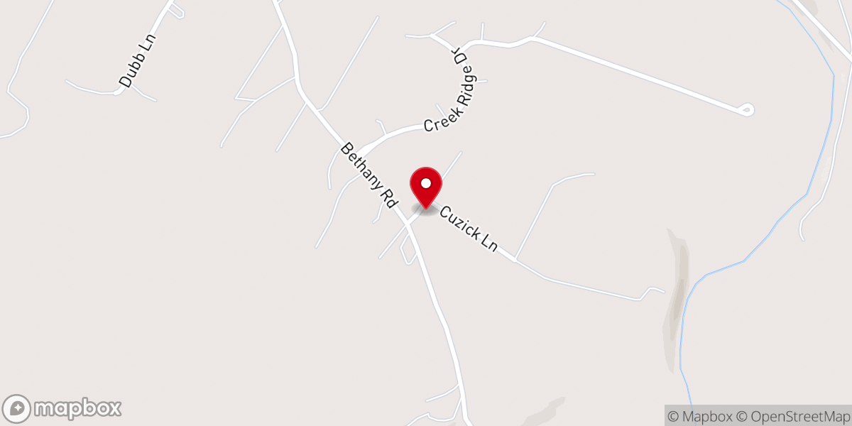 Map showing location of Bethany Church