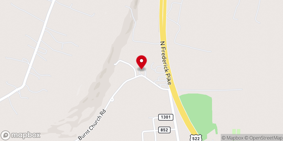 Map showing location of Burnt Presbyterian Church