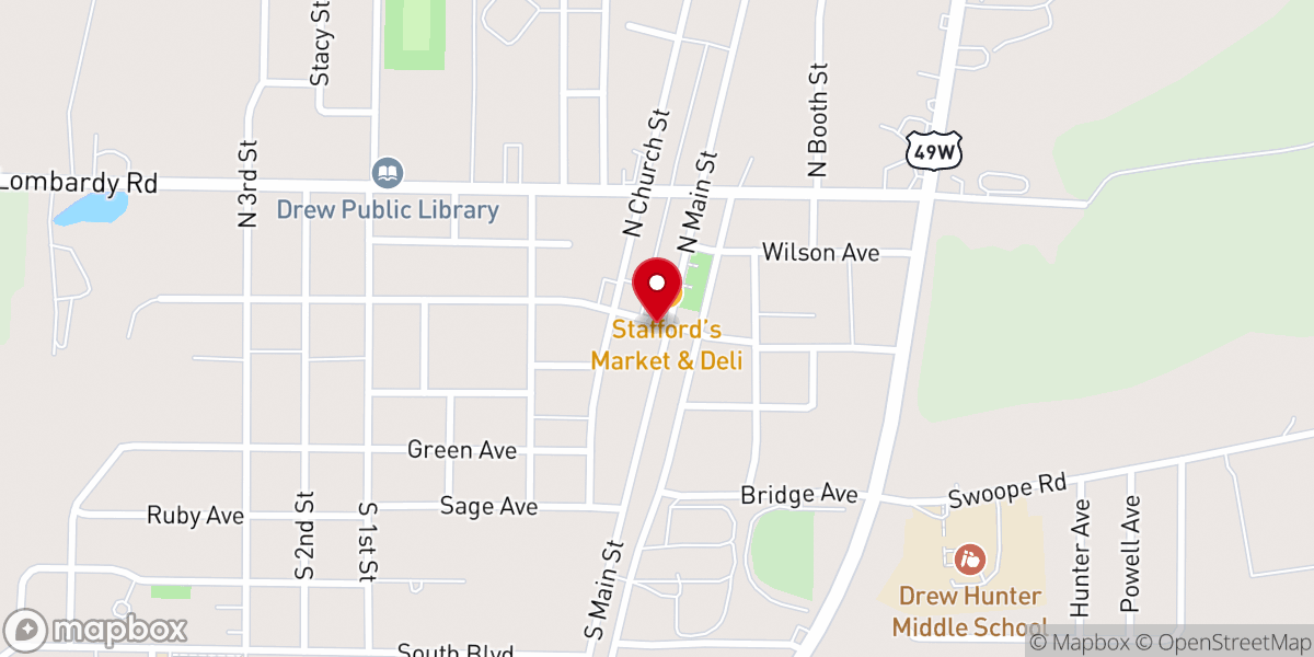 Map showing location of Drew United Methodist Church