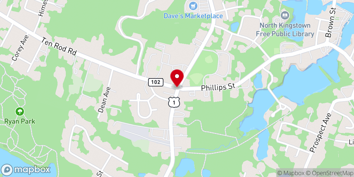 Map showing location of Washington county churches in Rhode island