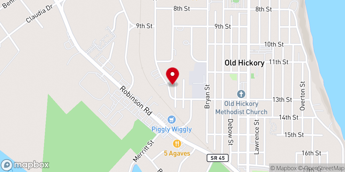 Map showing location of Old Hickory Community Church