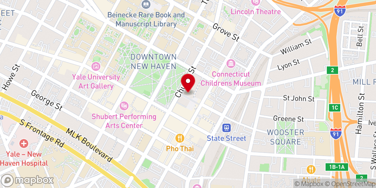 Map showing location of Bank of America Financial Center