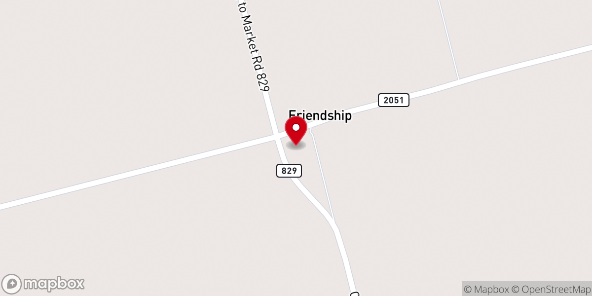 Map showing location of Friendship Baptist Church