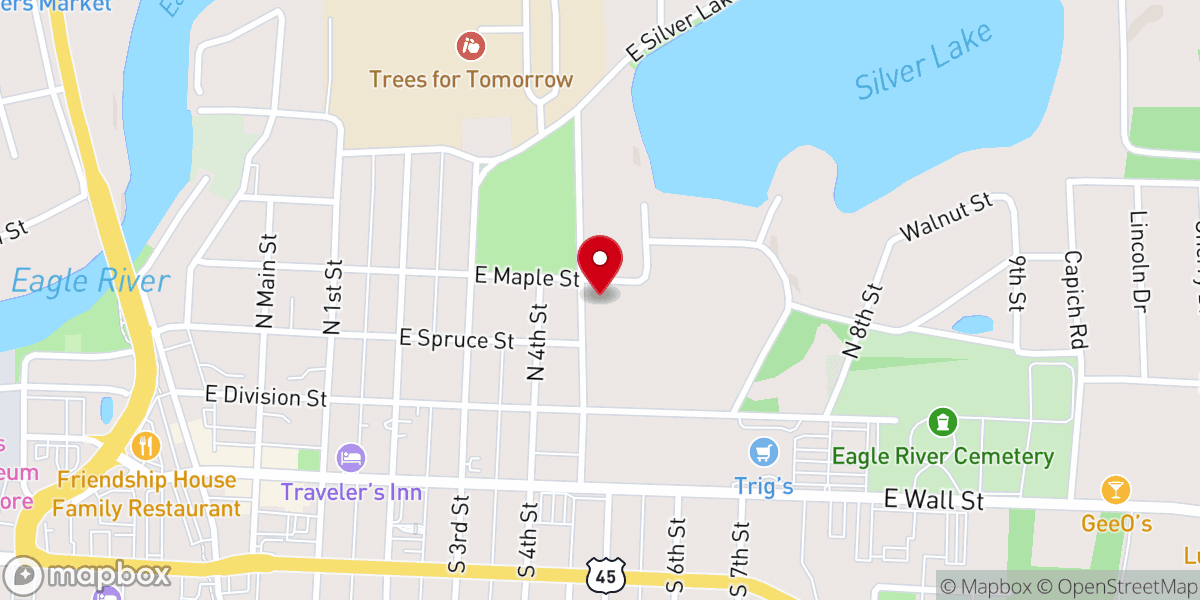 Map showing location of Our Savior Lutheran Church Eagle River