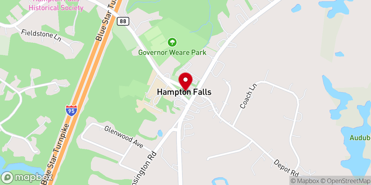 Map showing location of Hampton Falls Common