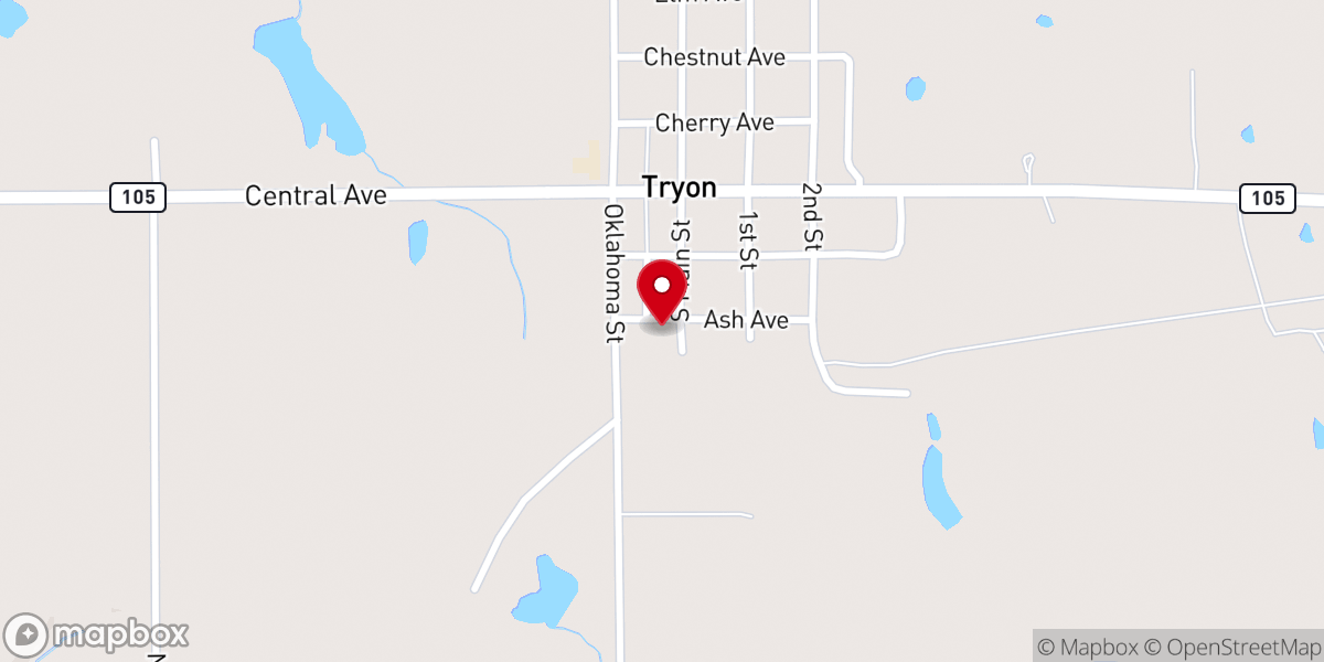 Map showing location of Tryon First Assembly God Church