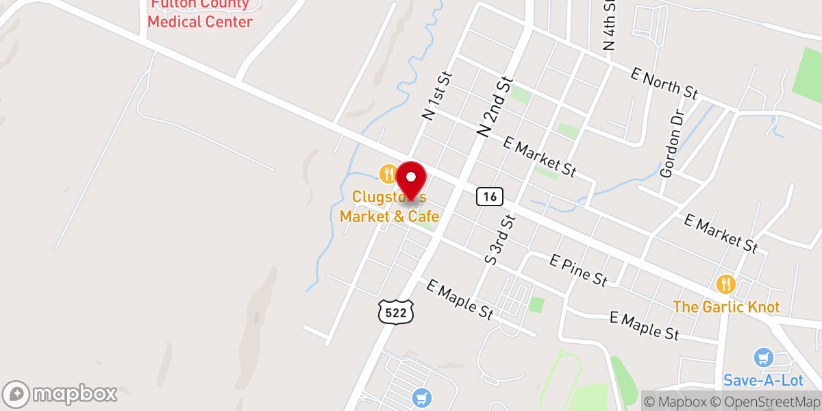 Map showing location of Evangel Assembly of God