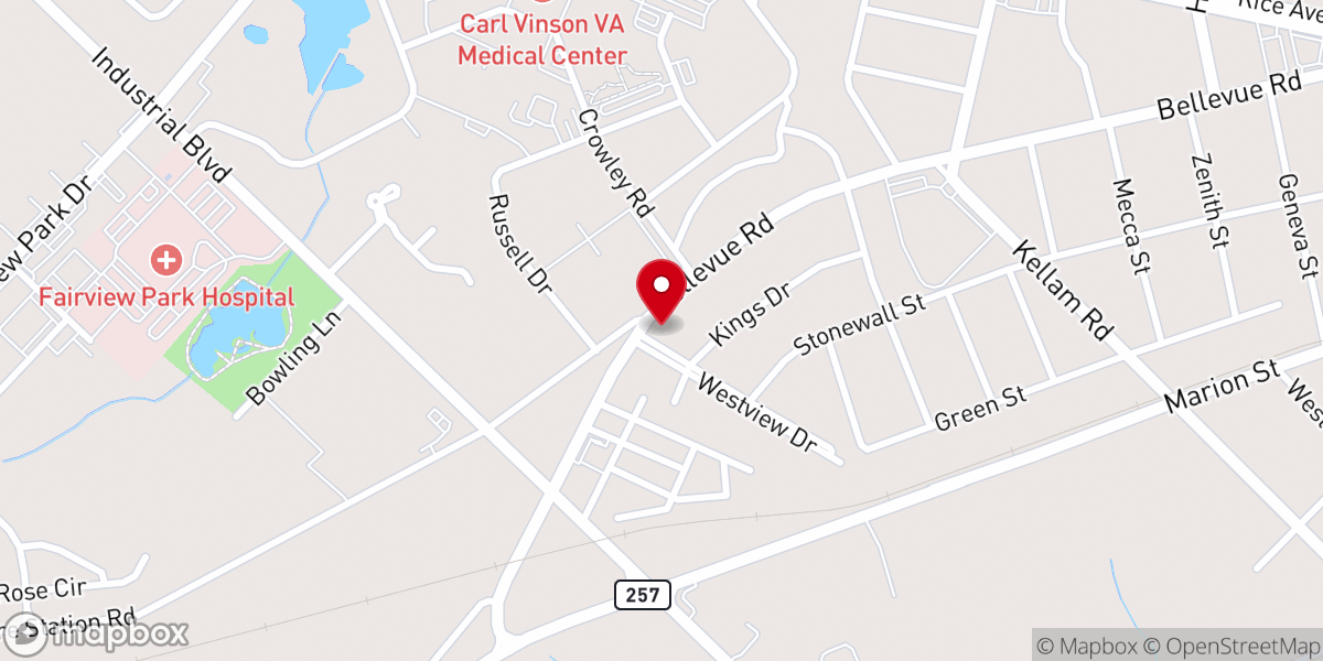 Map showing location of Church of Christ