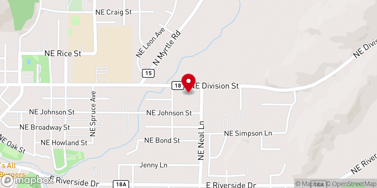 Map showing location of South Umpqua Christian Center
