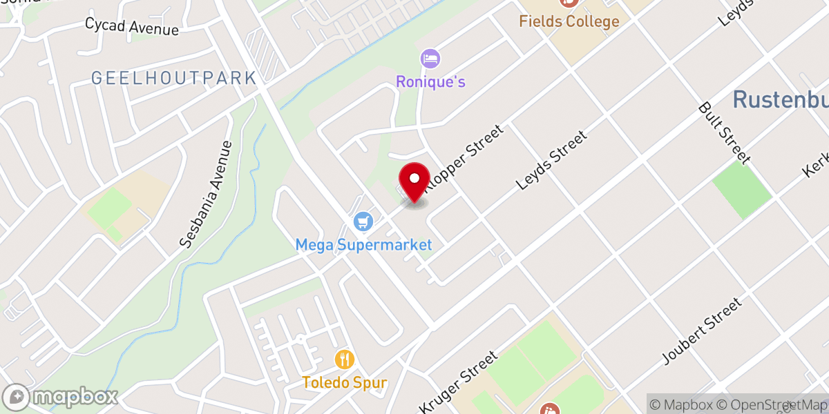 Map showing location of Pinkster Protestante Kerk Rustenburg-Wes