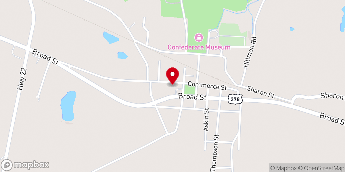 Map showing location of Crawfordville Presbyterian Church