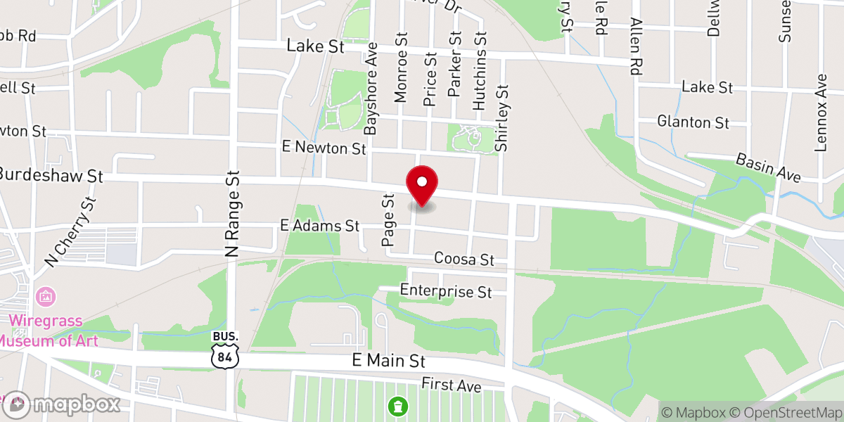 Map showing location of Patterson Street Free Will Church