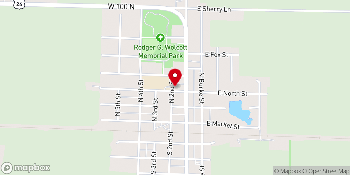 Map showing location of Wolcott Christian Church