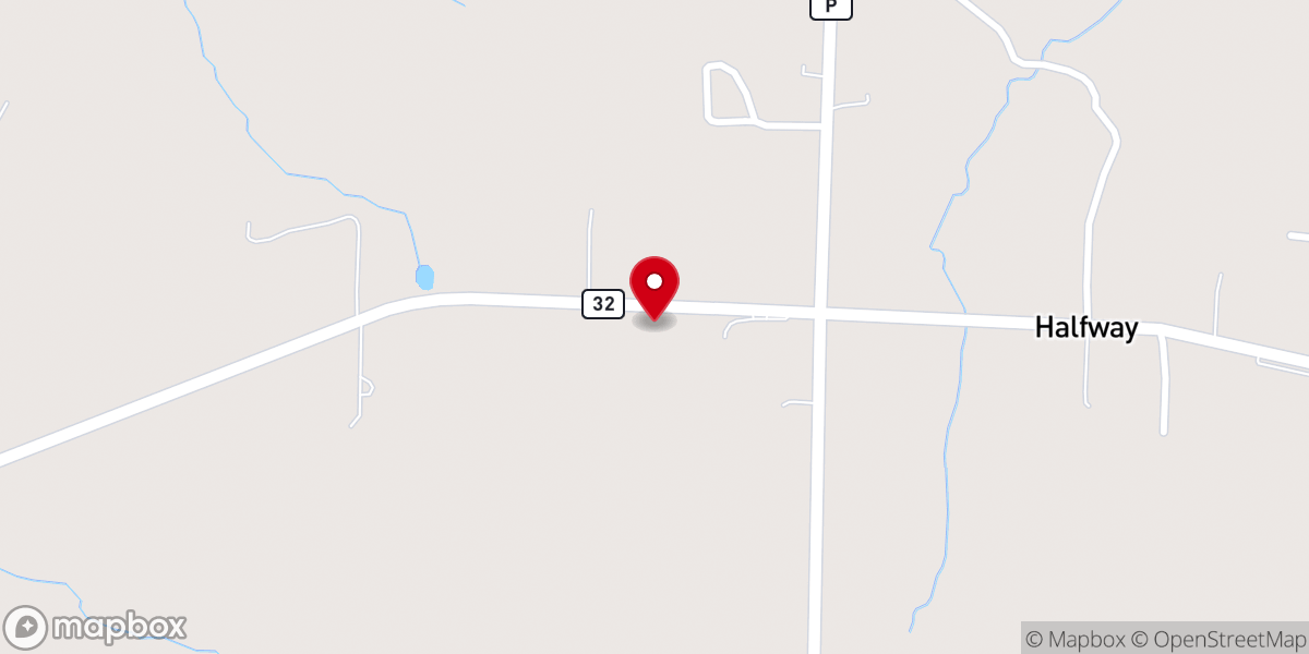 Map showing location of Half Way Missionary Baptist Church