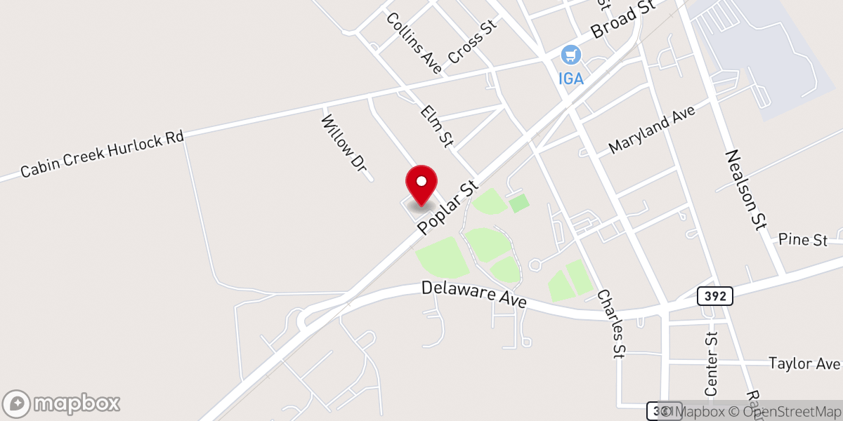 Map showing location of First Baptist Church