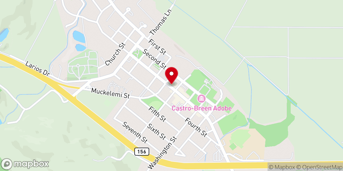 Map showing location of San Juan Bautista