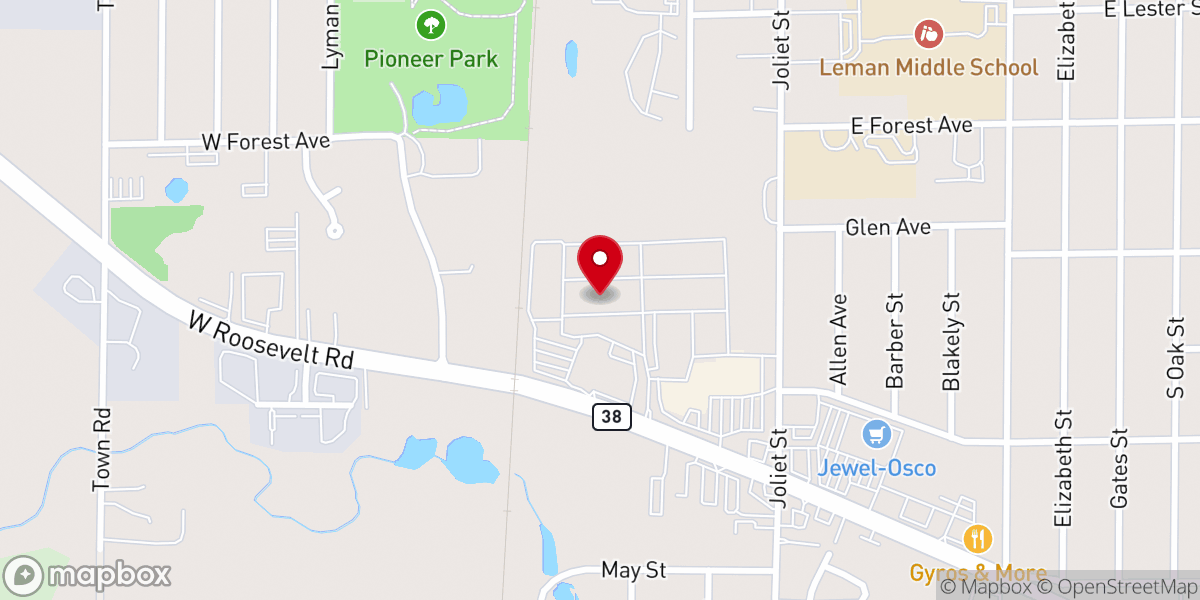 Map showing location of North American Baptist Church