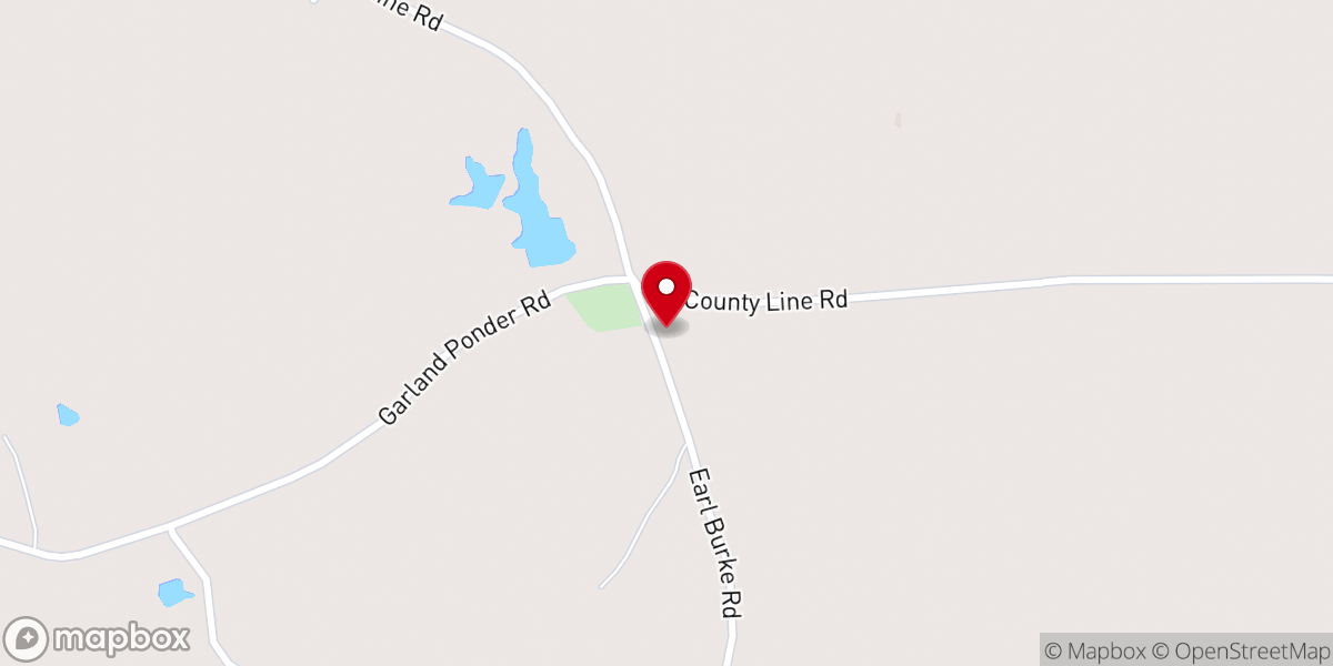 Map showing location of County Line Baptist Church
