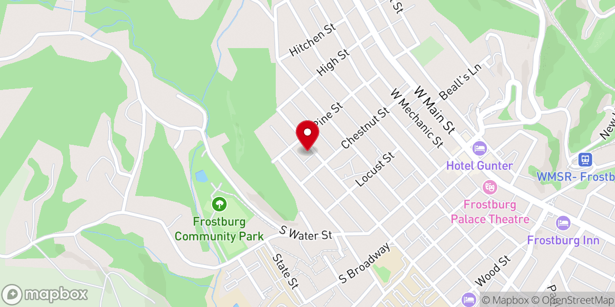 Map showing location of Frostburg Seventh-day Adventist Church