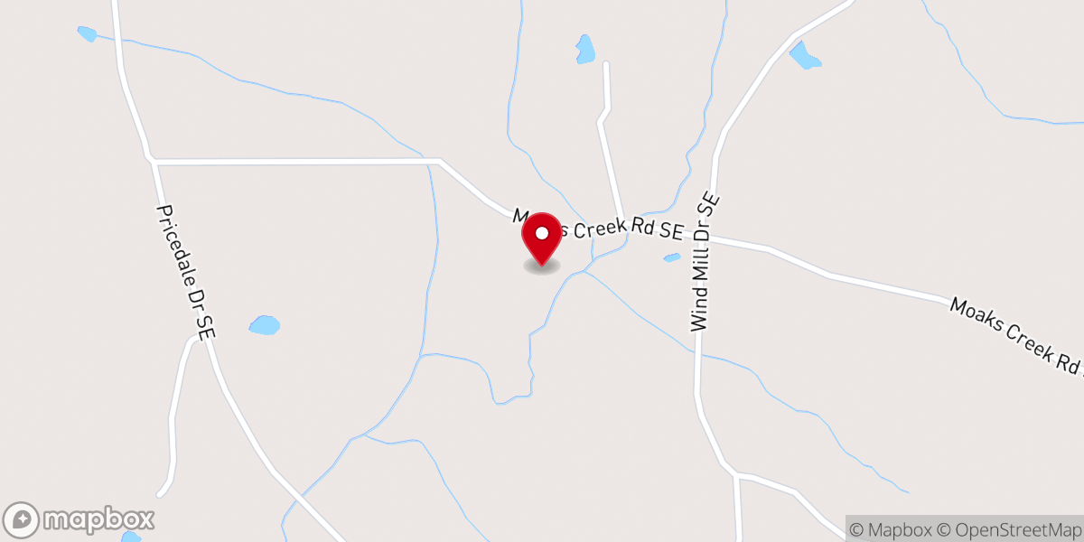 Map showing location of Moaks Creek Church