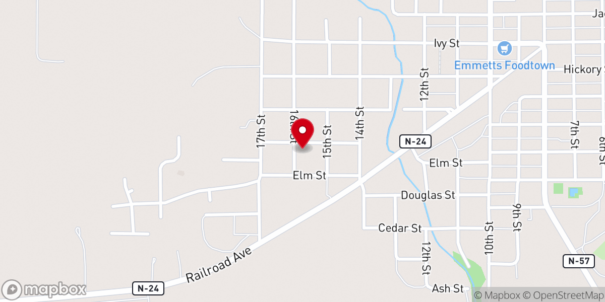 Map showing location of Faith Lutheran Church