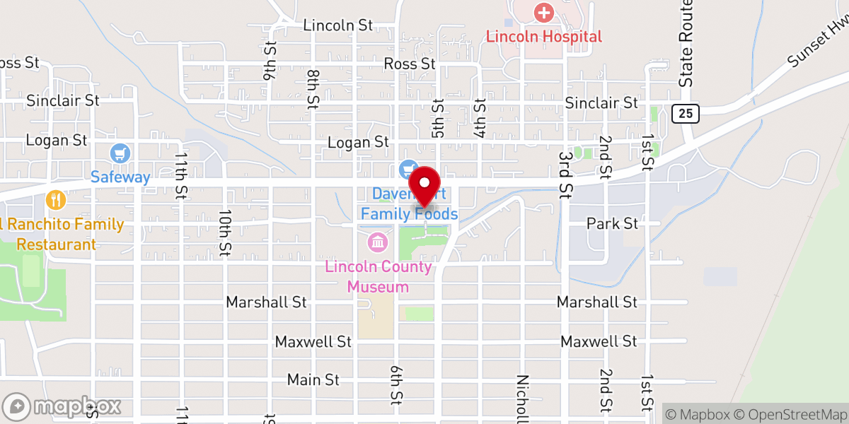 Map showing location of Davenport Memorial Hall