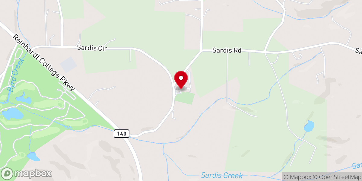 Map showing location of Sardis Baptist Church