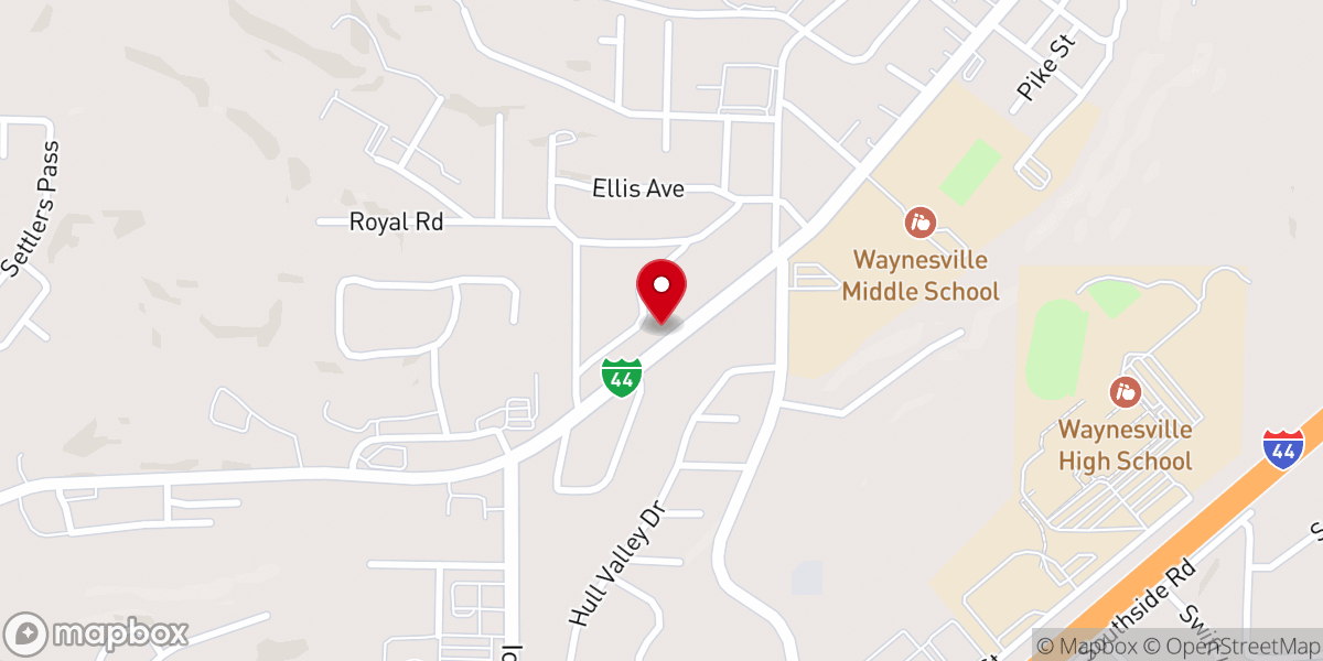 Map showing location of Church of Christ-Waynesville