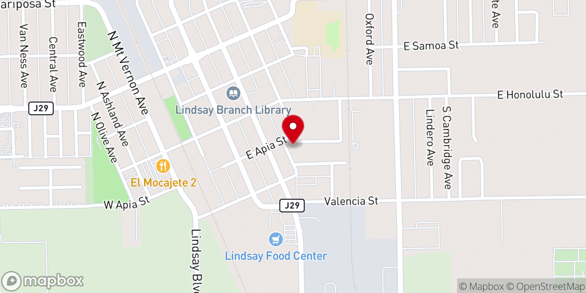 Map showing location of Lindsay Seventh-Day Adventist Church