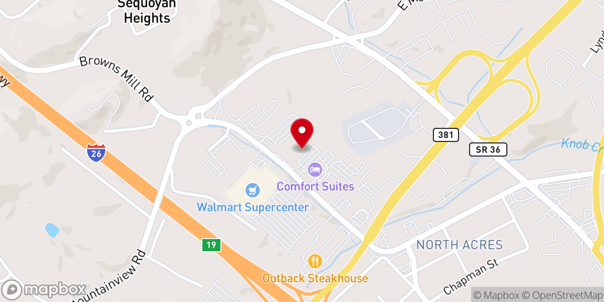 Map showing location of The Rock Fellowship Church