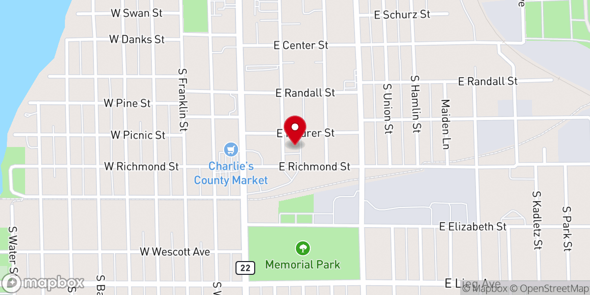 Map showing location of Peace United Church of Christ