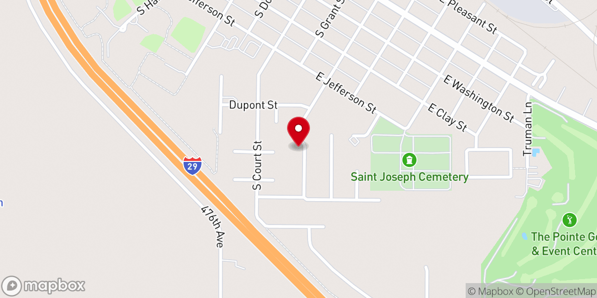 Map showing location of Elk Point Baptist Church