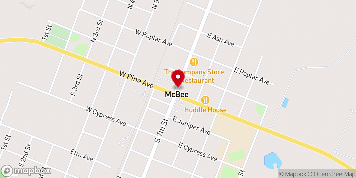 Map showing location of McBee