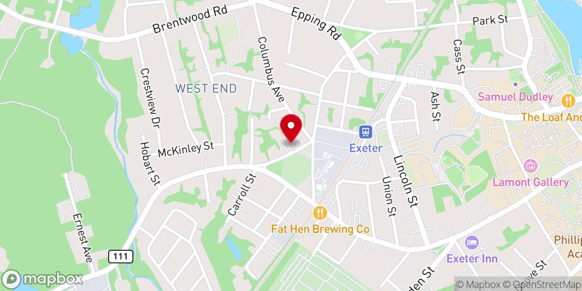 Map showing location of Exeter Presbyterian Church