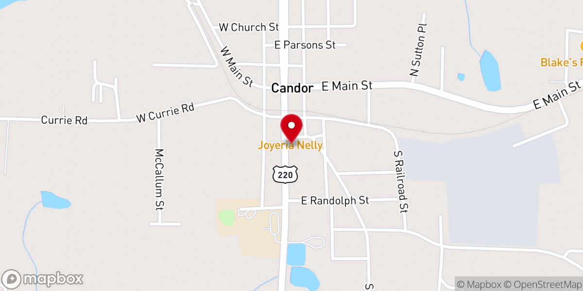 Map showing location of Candor United Methodist Church