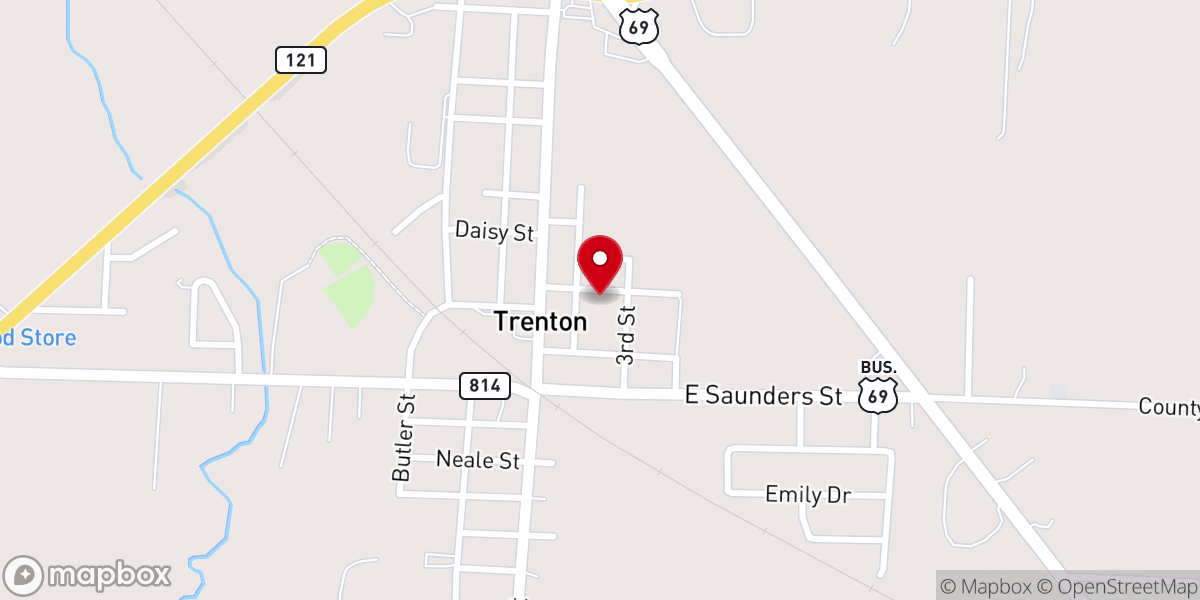Map showing location of Trenton's First United Methodist Church