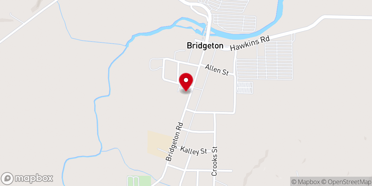 Map showing location of Bridgeton Baptist Church
