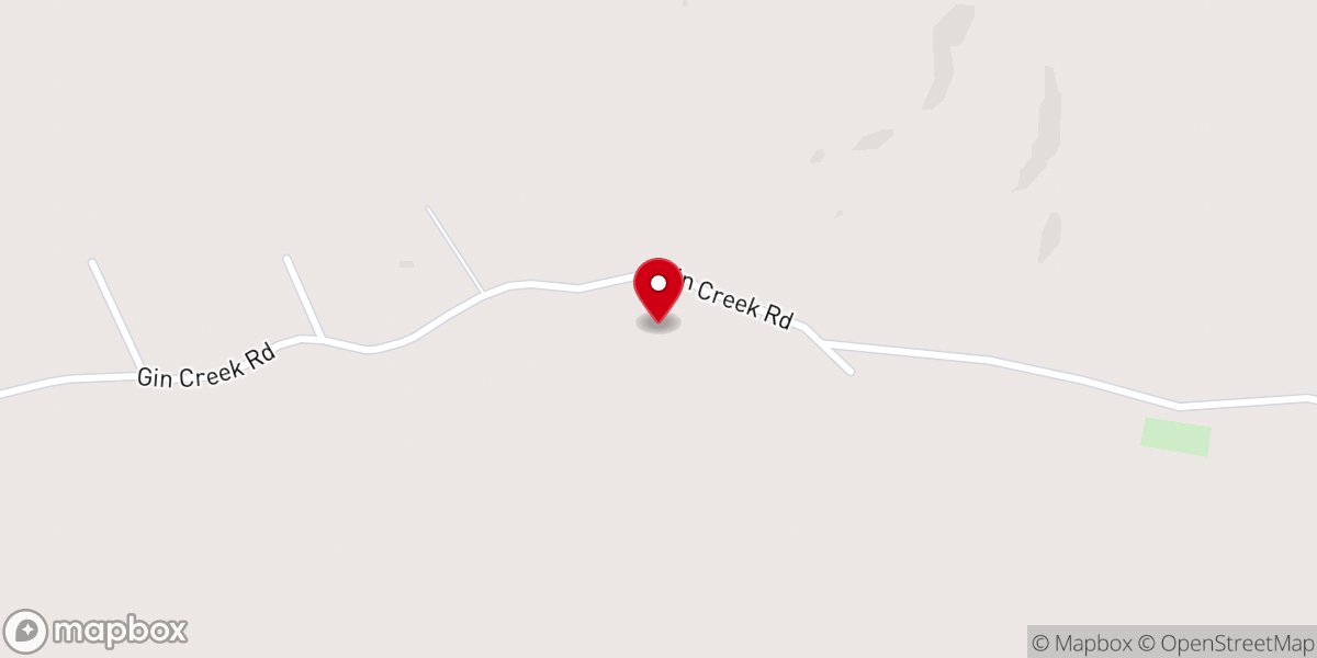 Map showing location of Gin Creek Church