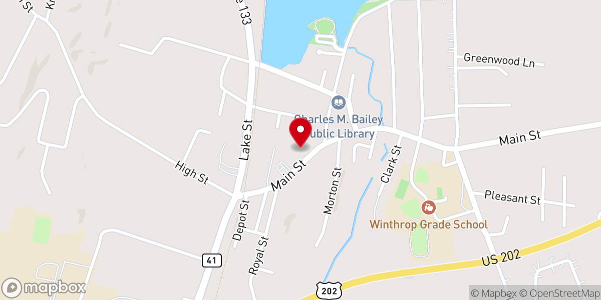 Map showing location of Tabitha's Closet of Winthrop United Methodist Church
