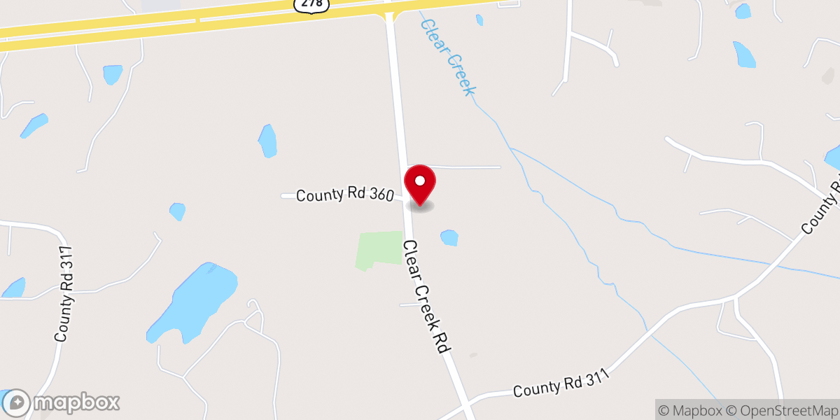 Map showing location of Clear Creek MB Church