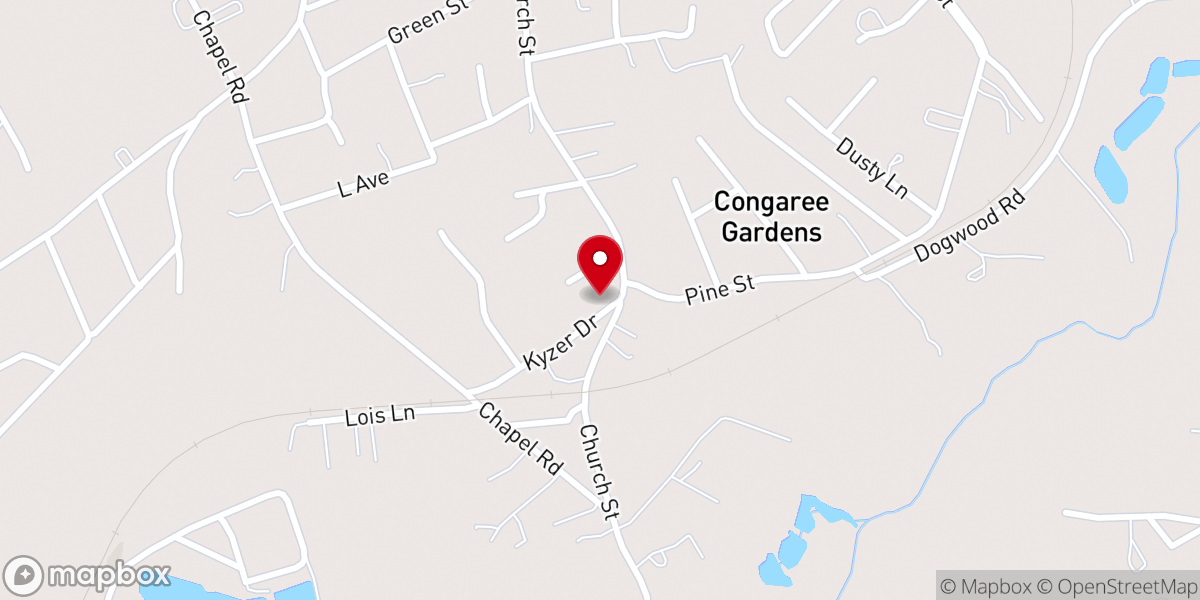 Map showing location of South Congaree Assembly of God