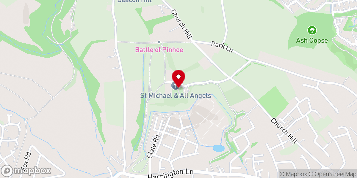 Map showing location of Saint Michael and All Angels Church