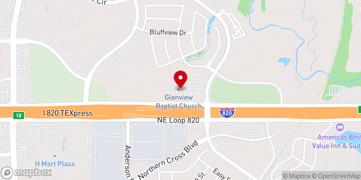 Map showing location of Glenview Baptist Church