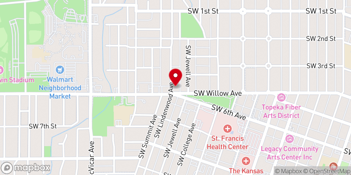 Map showing location of Westside Christian Church