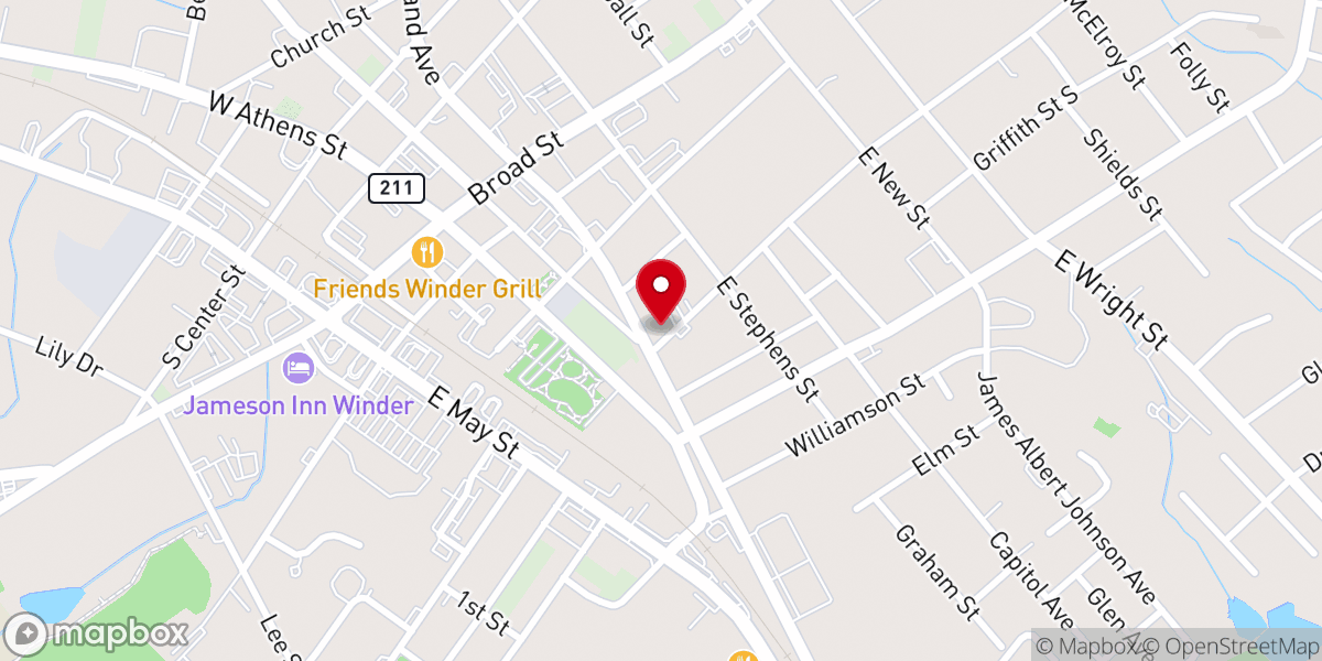 Map showing location of Winder Wesleyan Church