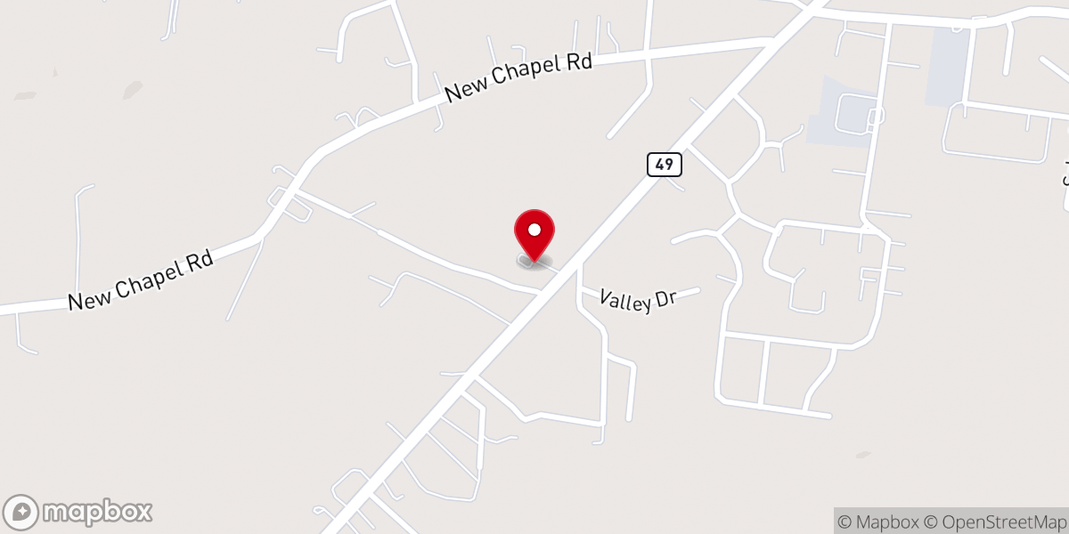 Map showing location of West End Free Will Baptist Church