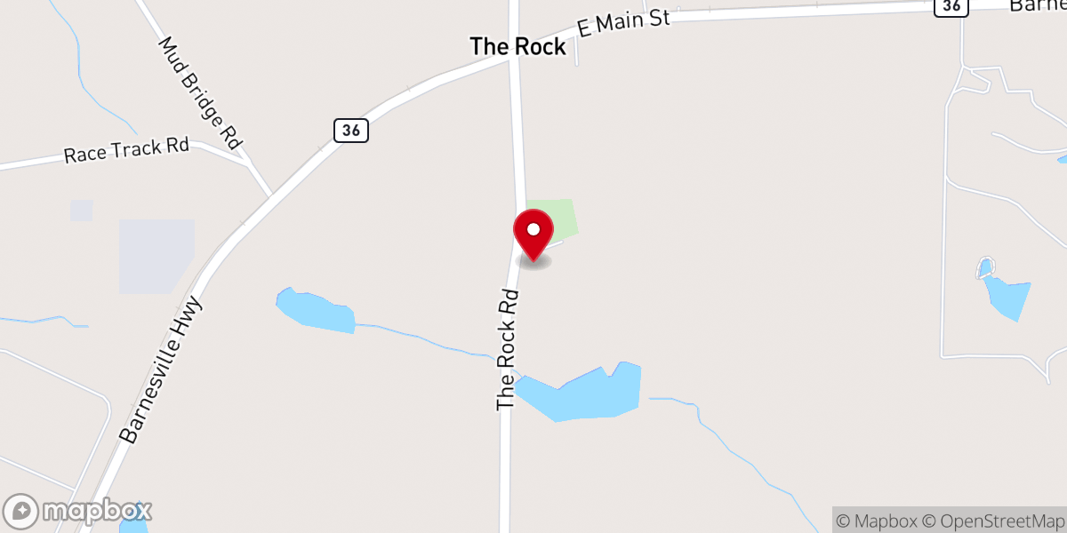 Map showing location of Rock United Methodist Church