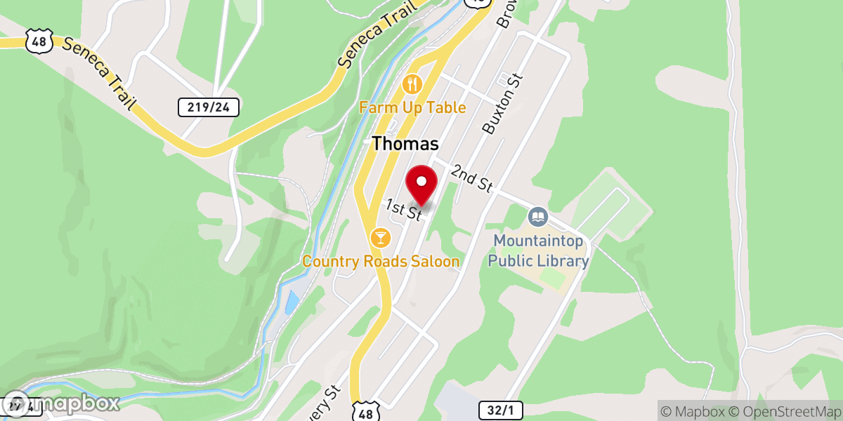 Map showing location of Thomas United Methodist church