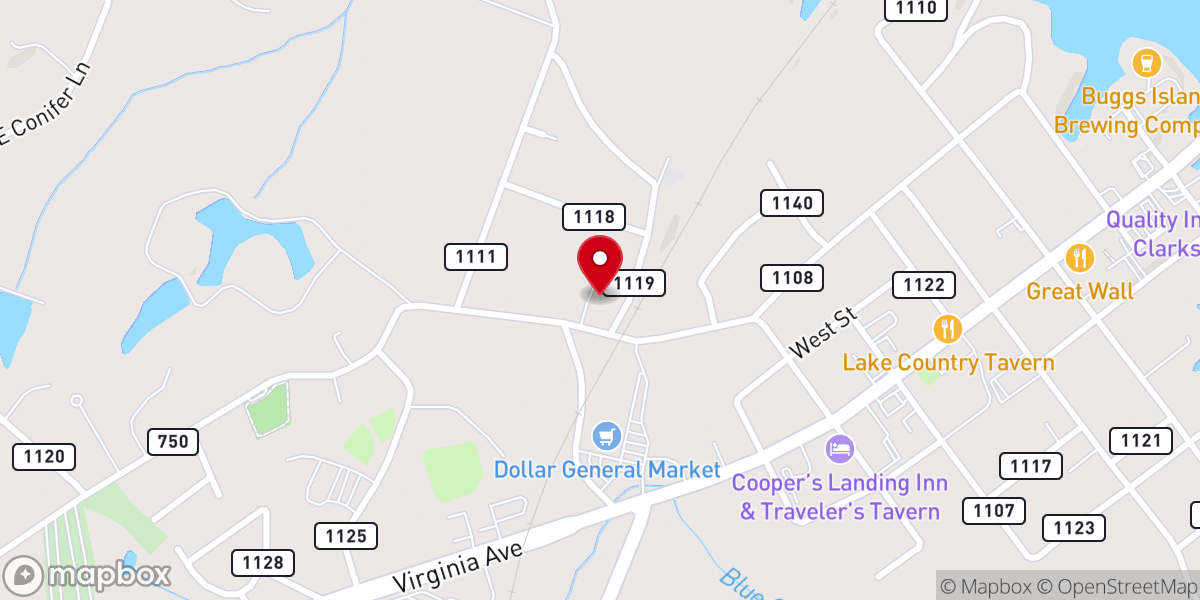 Map showing location of Waters Edge Community Church